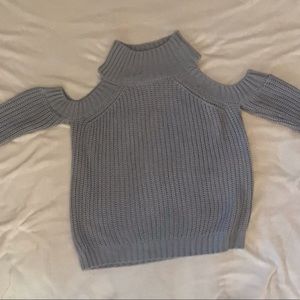Open shoulder gray sweater